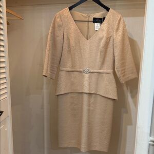 Alex EVENING Gold Textured Midi Dress